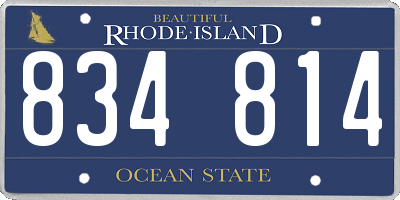 RI license plate 834814
