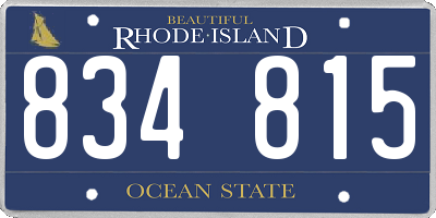 RI license plate 834815