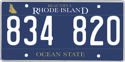 RI license plate 834820