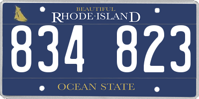 RI license plate 834823