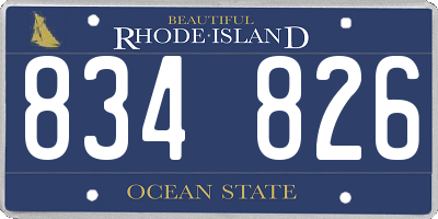RI license plate 834826