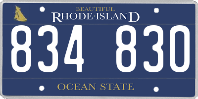 RI license plate 834830