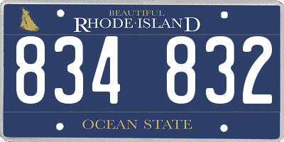 RI license plate 834832