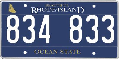 RI license plate 834833