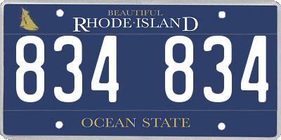 RI license plate 834834