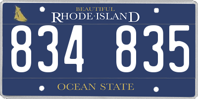 RI license plate 834835