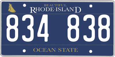 RI license plate 834838