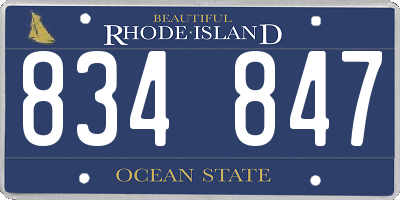 RI license plate 834847