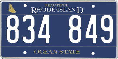 RI license plate 834849