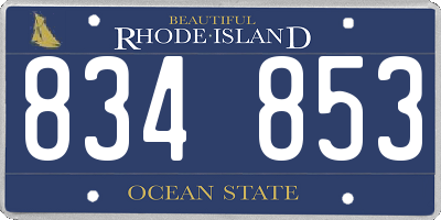 RI license plate 834853