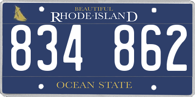 RI license plate 834862