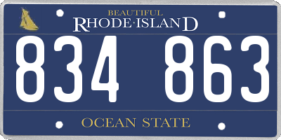 RI license plate 834863
