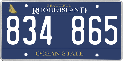 RI license plate 834865