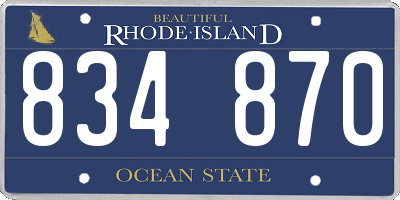 RI license plate 834870