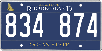 RI license plate 834874
