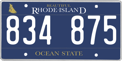 RI license plate 834875