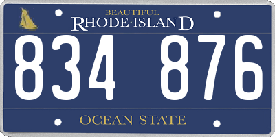 RI license plate 834876