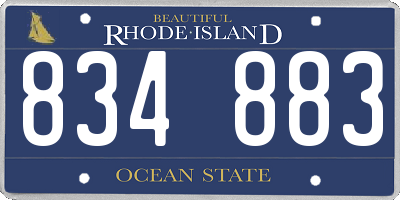 RI license plate 834883