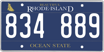 RI license plate 834889