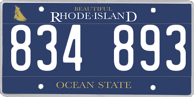 RI license plate 834893