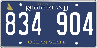 RI license plate 834904