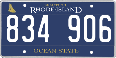 RI license plate 834906