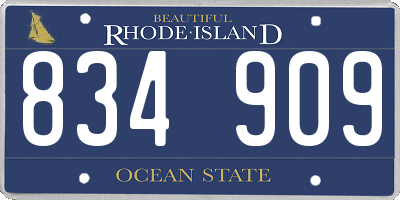 RI license plate 834909