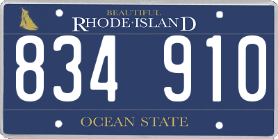 RI license plate 834910