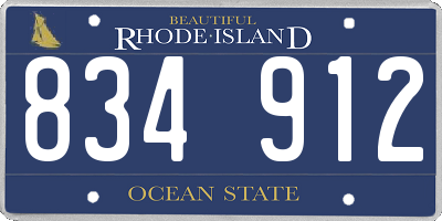 RI license plate 834912