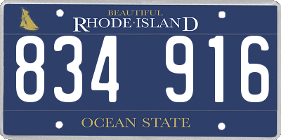 RI license plate 834916