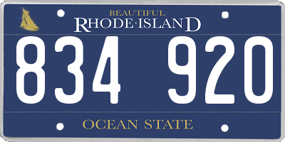 RI license plate 834920