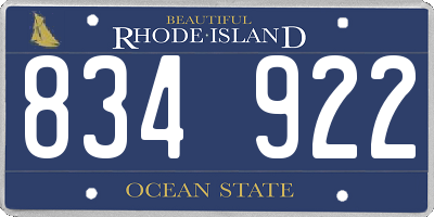 RI license plate 834922