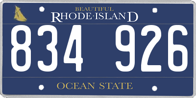 RI license plate 834926