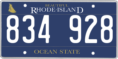RI license plate 834928
