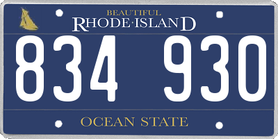 RI license plate 834930