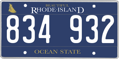 RI license plate 834932