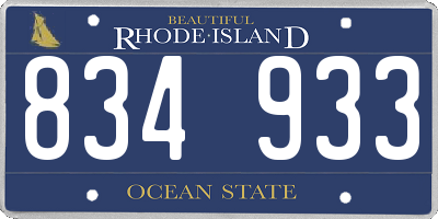 RI license plate 834933