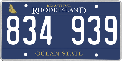 RI license plate 834939