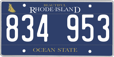 RI license plate 834953