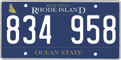 RI license plate 834958