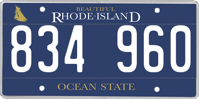 RI license plate 834960