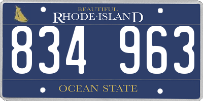 RI license plate 834963