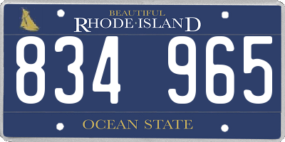 RI license plate 834965