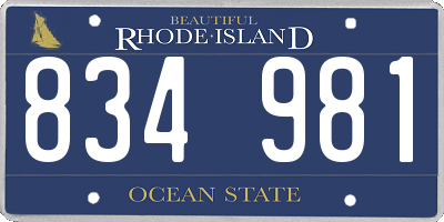 RI license plate 834981