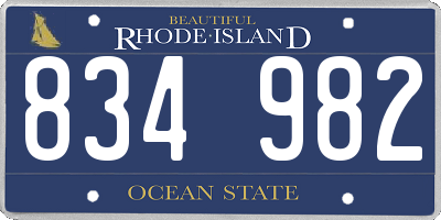 RI license plate 834982