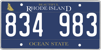 RI license plate 834983