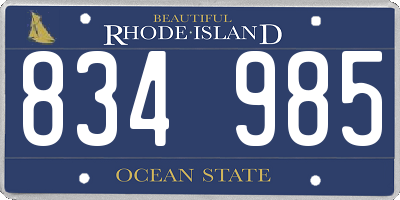 RI license plate 834985