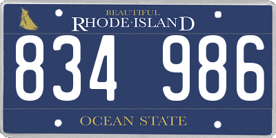 RI license plate 834986