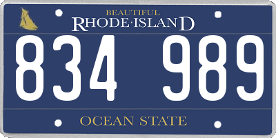 RI license plate 834989