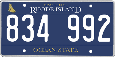 RI license plate 834992